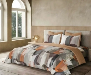 Lenjerie de pat 100% bumbac - imprimeu digital - cu elastic - 6 piese