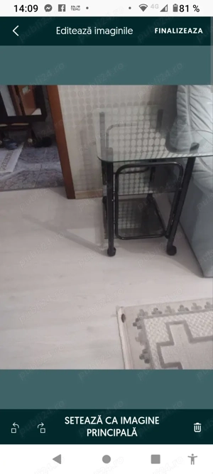 Masa sticlă pe rotile