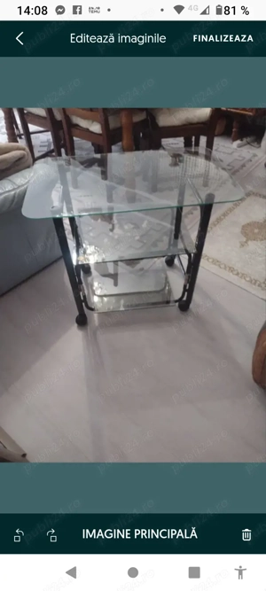 Masa sticlă pe rotile - imagine 3