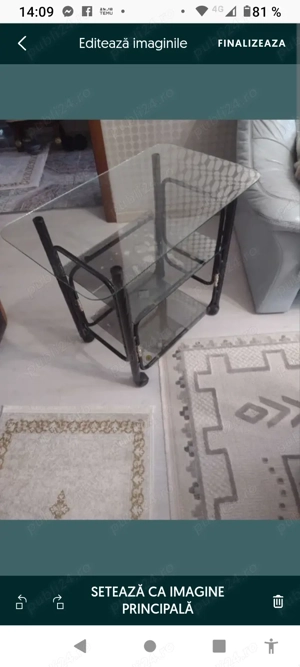 Masa sticlă pe rotile - imagine 2