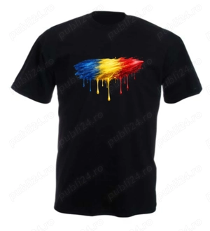 Tricou unisex, negru, imprimat DFT " ROMANIA IN CULORI " 