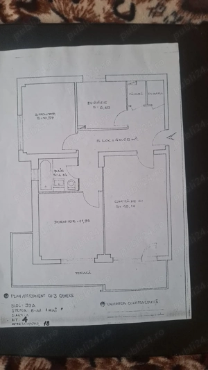 Vând apartament 3 camere 