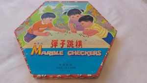 Set UNIC Dama Chineză Vintage (Shanghai) + Rezervă Masivă 75 Bile Sticlă