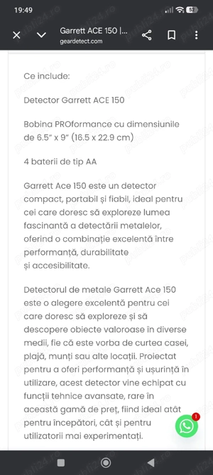detector metale Garret ace 150 nou 