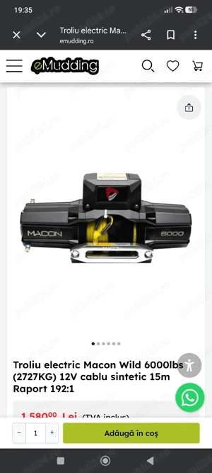 troliu 6000 lbs Nou  - imagine 2