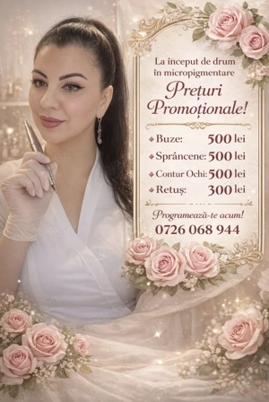 Micropigmentare sprâncene,  eyeliner,  buze