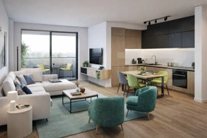 Apartament 2 camere, living cu bucătărie open space, balcon – 50 mp utili