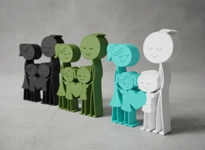 Figurină Minimalistă Familie  Heart    Decor Premium Compozit Carbon