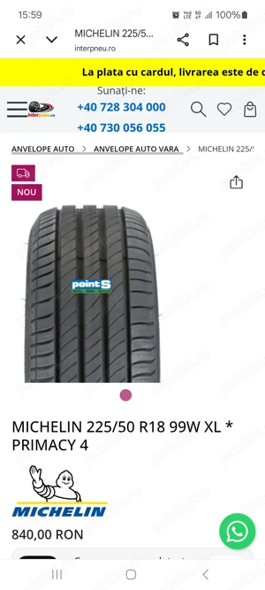 Anvelope de vară NOI MICHELIN PRIMACY 4 225 50 R18 0KM - imagine 4