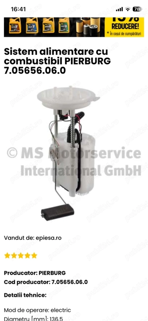 Pompa Combustibil Pierburg 7.05656.06.0 - imagine 3