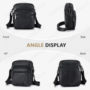  Geantă Bărbați din Piele Naturală | Crossbody Retro, 17   8   20 cm - imagine 2