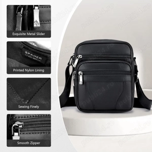  Geantă Bărbați din Piele Naturală | Crossbody Retro, 17   8   20 cm