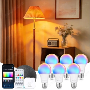  Aigostar Mesh   Set 6 Becurile Smart LED 9W, Bluetooth Mesh, E27, RGB + 2700K 6500K, 806 lm