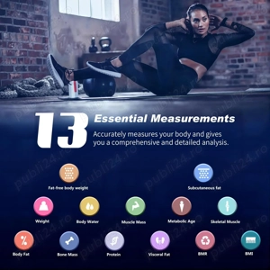 Cântar Smart pentru Greutate și Analiză Corporală   13 Indici Corporali, Bluetooth - imagine 5