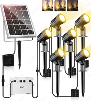 Set 6 Proiectoare Solare LED pentru Exterior | Lumină Caldă, 3 Niveluri Luminozitate, 2 Moduri Dinam