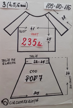 Costum popular pentru copii marimea 3 (4-5-6 ani) 235 lei - imagine 3