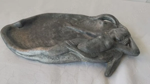 Obiect Decorativ Art Nouveau Nimfă, Vide-poche Metalic Antichitate, Colecție 20cm