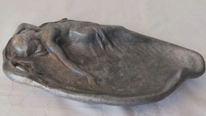 Obiect Decorativ Art Nouveau Nimfă, Vide-poche Metalic Antichitate, Colecție 20cm