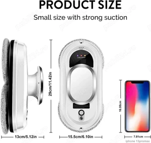  Robot Inteligent pentru Curățat Geamuri | 5600Pa, Telecomandă, 3 Moduri de Curățare, Anti Cădere - imagine 4