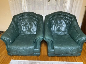 Set canapea și doua fotolii piele - imagine 4