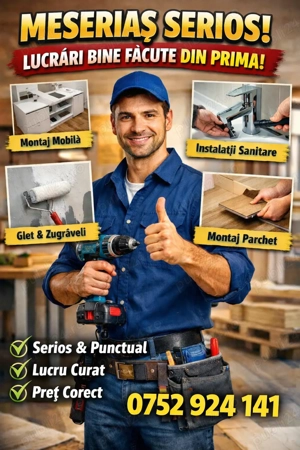 Montaj Mobilă | Instalații Sanitare | Glet & Var | Montaj Parchet
