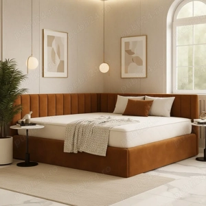 Pat Tapitat De Colt Daria Caramiziu Catifea Premium În stoc