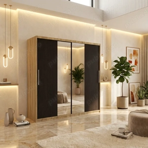 Dresing Delia 200 Sonoma cu Oglinda si Usi Wenge  Calitate premium