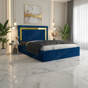 Pat Tapitat Loris Albastru Catifea Premium Livrare rapidă