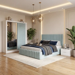 Dormitor Adela Lemon cu Dressing Tapitat  Design modern Alege chiar azi mobilier dormitor