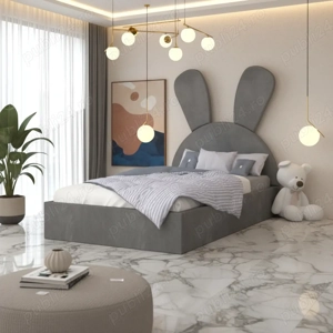 Pat Tapitat Naya Gri Catifea Premium Transport oriunde în România