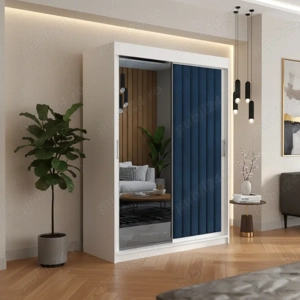 Dressing Tapitat ADELA Albastru Cu Oglinda Contactează-ne