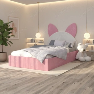 Pat Tapitat Amira Roz Alb cu Catifea Premium  Design modern