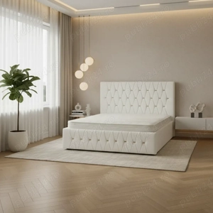 Pat Tapitat Iris Alb Catifea Premium Ofertă limitată