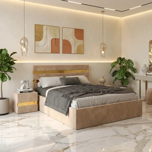 Pat Tapitat Adria Crem Cu Noptiere Tapitate Comandă acum