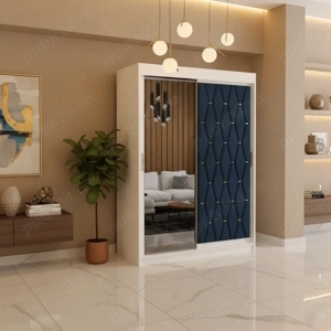 Dressing Tapitat Albastru Iris Cu Oglinda Comandă acum