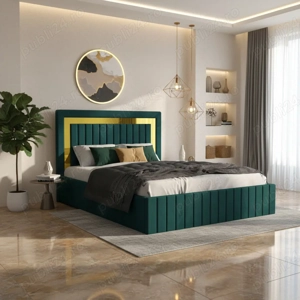 Pat Tapitat Loris Verde Catifea Premium  Materiale de calitate