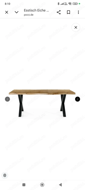 Masa de living din lemn, cu picioare metalice 200 100 cm