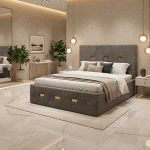 Pat Tapitat Rhea Gri Catifea Premium Livrare rapidă