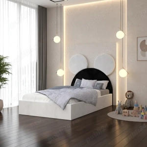 Pat Tapitat Serena cu Catifea Premium Alb Negru  Materiale de calitate Alege chiar azi mobilier dorm