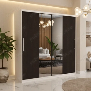 Dresing Delia 200 Alb cu Oglinda si Usi Wenge Comandă acum