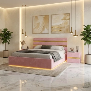 Pat Tapitat Adria Roz Cu Noptiere Tapitate În stoc