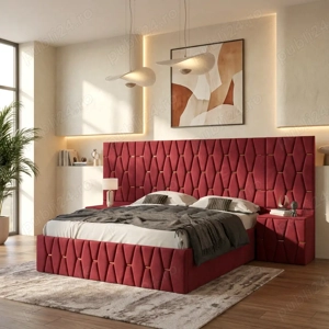 Pat Tapitat Iris Rosu Cu Extensii Si Noptiere Tapitate Scrie-ne pentru detalii