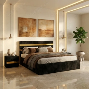 Pat Tapitat Adria Negru Cu Noptiere Tapitate Scrie-ne pentru detalii