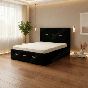 Pat Tapitat Rhea Negru Catifea Premium Ofertă limitată