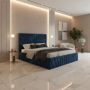 Pat Tapitat Leon Albastru Catifea Premium  Finisaje premium