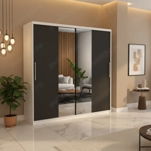 Dresing Delia 200 Alb cu Oglinda si Usi Gri Livrare în toată țara