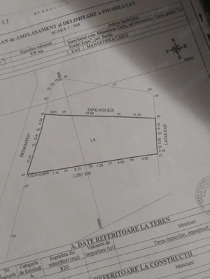 Vând teren intravilan in comuna Mănăstirea Cașin 