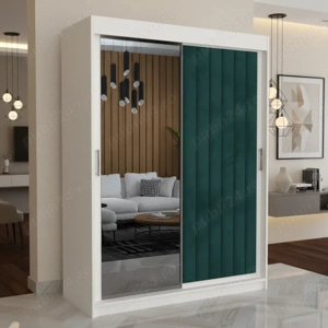 Dressing Tapitat ADELA Verde Cu Oglinda Stoc limitat Mobilă dormitor la ofertă