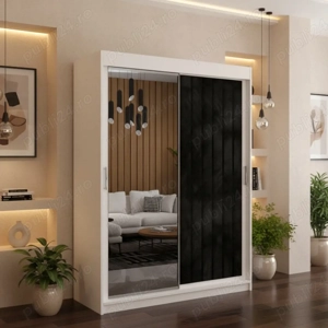 Dressing Tapitat ADELA Negru Cu Oglinda Transport oriunde în România