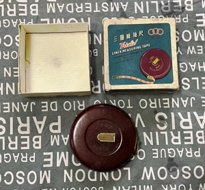 ruleta chinezeasca veche vintage tricle cutia originala no.303 linen measuring tape